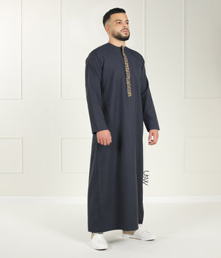 Qamees Arabesque Grey Black