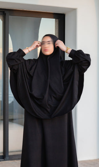 Nankoku Corduroy Abaya & Khimar - Black