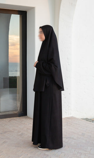 Nankoku Corduroy Abaya & Khimar - Black
