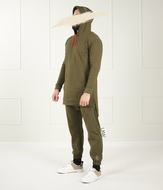 Men Long Track Suit - Dark Olive