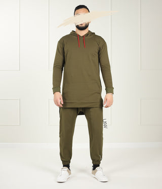 Men Long Track Suit - Dark Olive