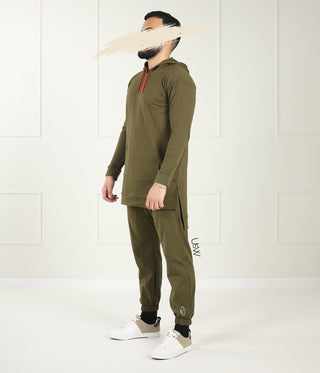 Men Long Track Suit - Dark Olive