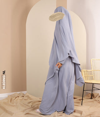 TIE-BACK Khimar met Abaya - Lila