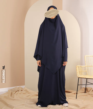 TIE-BACK Khimar met Abaya - Navy