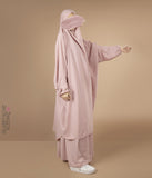 2-Delige  TIE-BACK  Jilbab Elast. Polsjes - Pale Pink