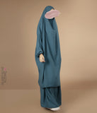 2-Delige  TIE-BACK Jilbab Elast. Polsjes- Teal