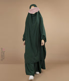 2-Delige  TIE-BACK  Jilbab Elast. Polsjes - Forest Green