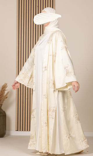 Jaquard Baroque Kimono Set - Cream Flower