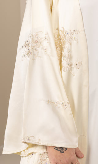 Jaquard Baroque Kimono Set - Cream Flower