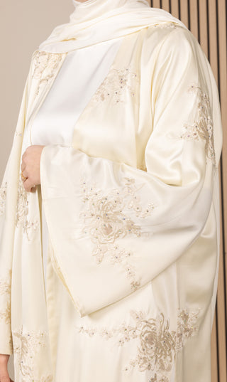 Jaquard Baroque Kimono Set - Cream Flower