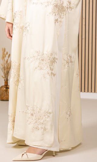 Jaquard Baroque Kimono Set - Cream Flower