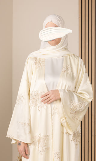 Jaquard Baroque Kimono Set - Cream Flower