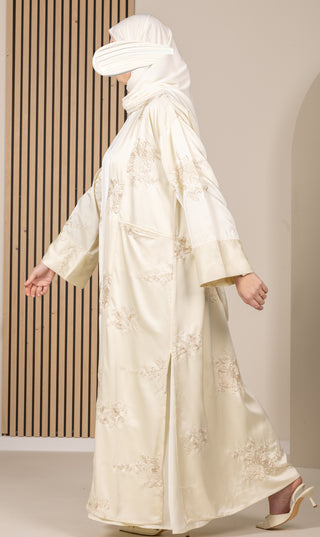 Jaquard Baroque Kimono Set - Cream Flower II