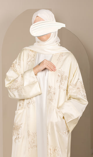 Jaquard Baroque Kimono Set - Cream Flower II