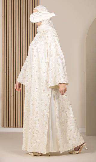 Jaquard Baroque Kimono Set - Cream Aya