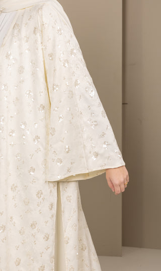 Jaquard Baroque Kimono Set - Cream Aya