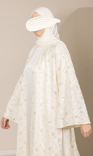 Jaquard Baroque Kimono Set - Cream Aya