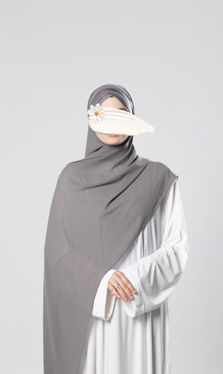 Instant Bonnet Chiffon Scarf - Dark Grey