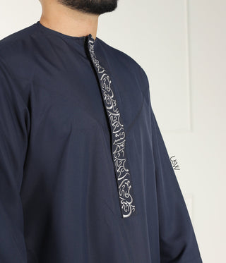 Qamees Arabesque Navy Blue