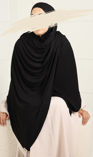 Premium Cotton Scarf 100*200 met Comfort Bonnet - Black
