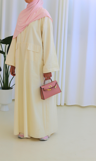 Cotton Oversized Abaya – Butter Vanilla