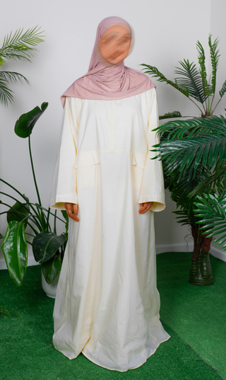 Oversized Abaya aus Baumwolle – Buttervanille