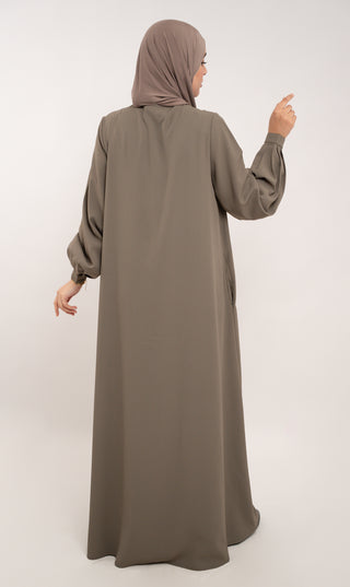 A-Linie Abaya TAYMA R – Grau Taupe