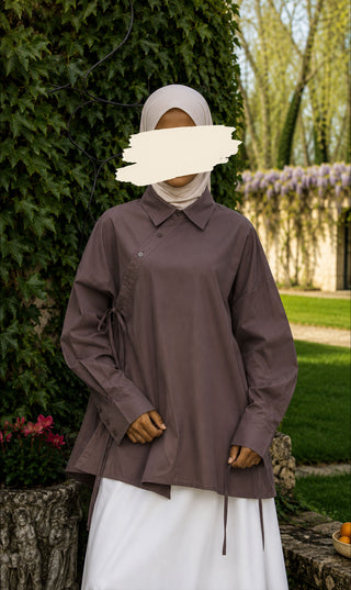 Oversized Cotton Wrap Blouse