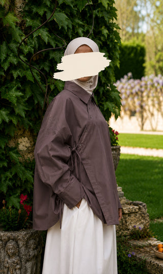 Oversized Cotton Wrap Blouse