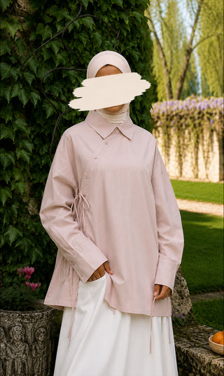 Oversized Cotton Wrap Blouse