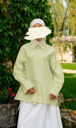 Oversized Cotton Wrap Blouse