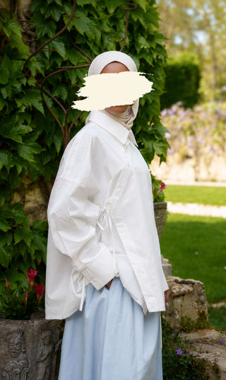 Oversized Cotton Wrap Blouse