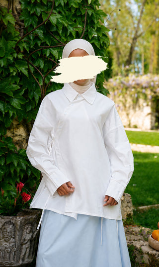 Oversized Cotton Wrap Blouse