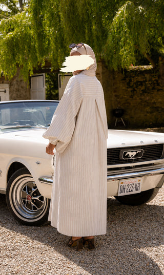 Oversized Cotton Striped Dress