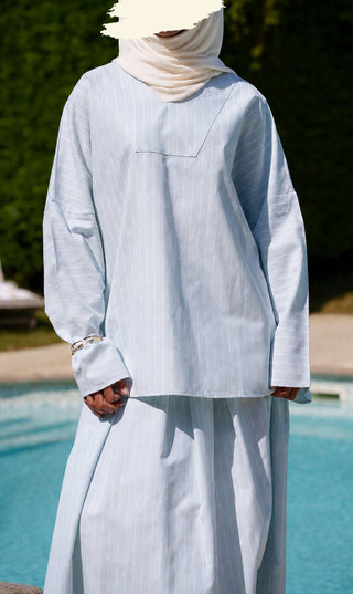 Oversized Cotton Blouse & Skirt