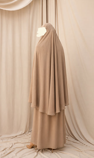 Knie Khimar met Rok set JAZZ - Latte
