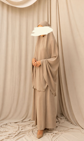 Knie Khimar met Rok set JAZZ - Latte