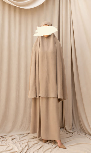 Knie Khimar met Rok set JAZZ - Latte