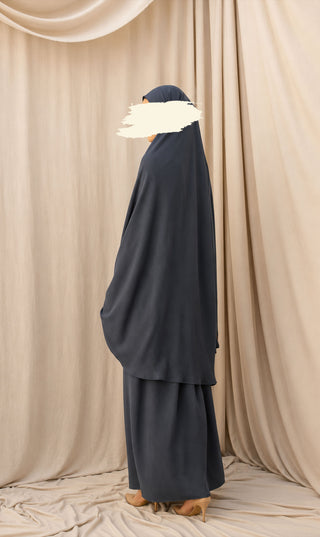 Knie Khimar met Rok set JAZZ - Dark Grey