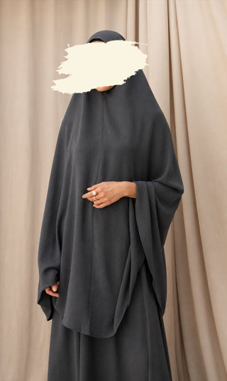 Knie Khimar met Rok set JAZZ - Dark Grey