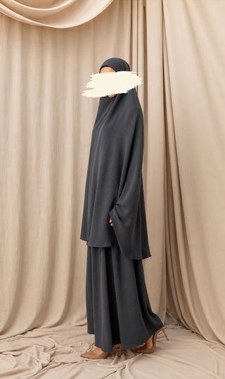 Knie Khimar met Rok set JAZZ - Dark Grey