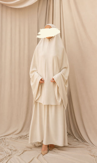 Knie Khimar met Rok set JAZZ - Cream