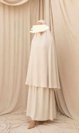Knie Khimar met Rok set JAZZ - Cream