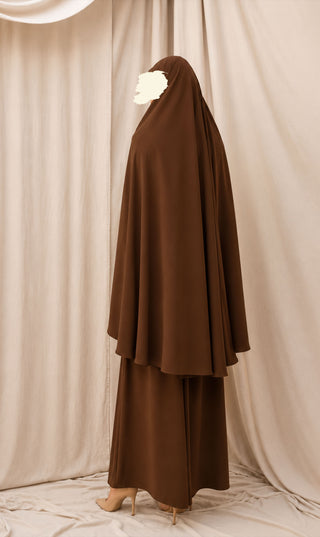 Knie Khimar met Rok set JAZZ - Chocolate