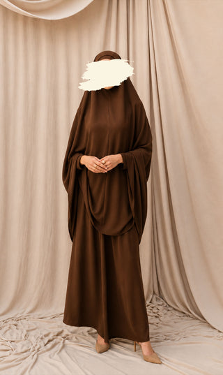 Knie Khimar met Rok set JAZZ - Chocolate
