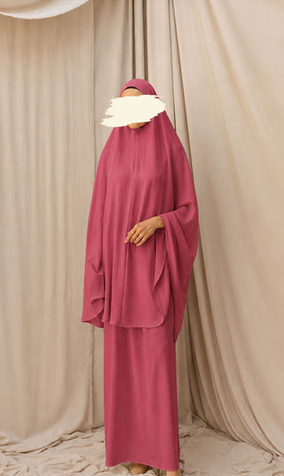 Knie Khimar met Rok set JAZZ - Raspberry