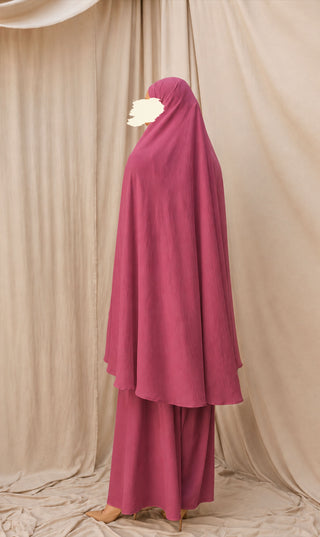 Knie Khimar met Rok set JAZZ - Raspberry