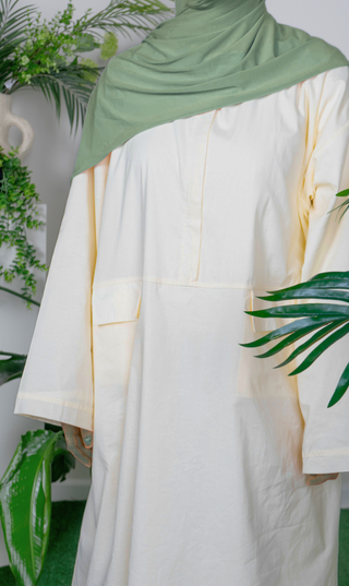 Oversized Abaya aus Baumwolle – Buttervanille