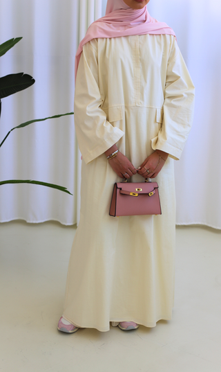 Cotton Oversized Abaya – Butter Vanilla