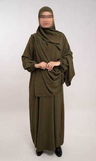 A-line Puff Jazz Abaya R - Dark Olive